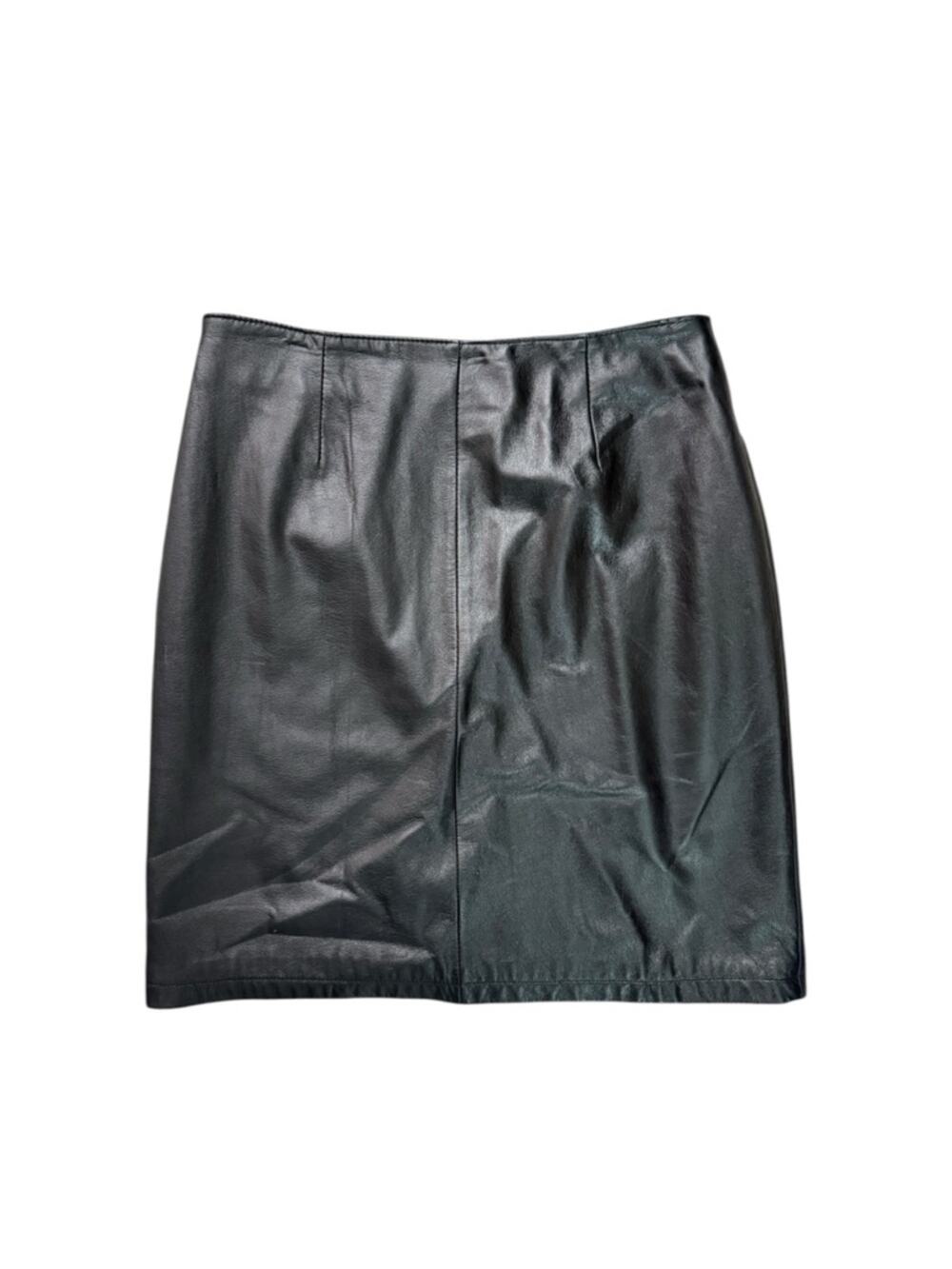 Y2K Wilsons Maxima Black Leather Skirt Womens Size 10 High Waisted Pencil Punk